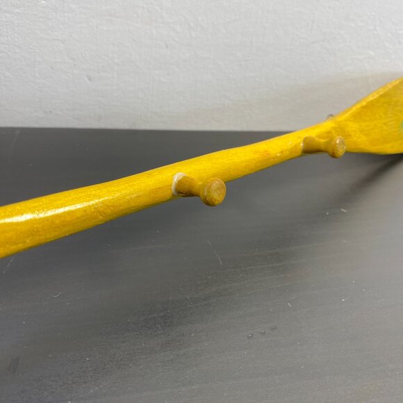 spoon design hanger 17.5" W/ 3 pegs, pine tree, wall mounted yellow home accesso - Picture 6 of 10